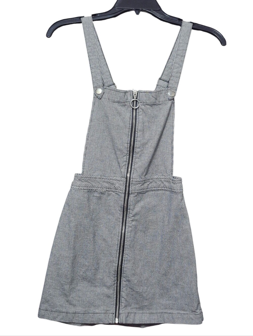 H&M Black and White Check Pinafore Dress with Front Zip